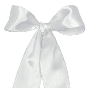 Morex Ribbon Wired Satin Ribbon, 1.5 inch by 3 Yards, White, 09609-601