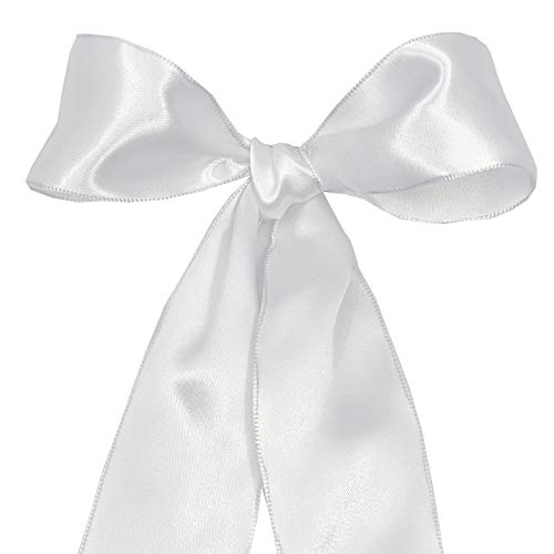Morex Ribbon Wired Satin Ribbon, 1.5 inch by 3 Yards, White, 09609-601