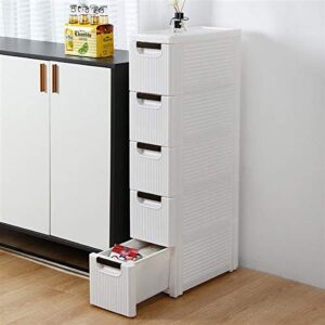 Storage Cabinets 5-Tire Rolling Cart Organizer Unit with Wheels Narrow Slim Container Storage Cabinet for Bathroom Bedroom