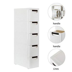 Storage Cabinets 5-Tire Rolling Cart Organizer Unit with Wheels Narrow Slim Container Storage Cabinet for Bathroom Bedroom