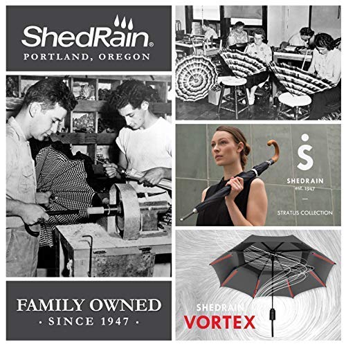 ShedRain Vortex Automatic Compact Folding Windproof Travel Umbrella – Push Button Open & Close - Rain & Windproof Vented Double Canopy – Protect from Rain, Sun & Wind - Wind Tunnel Tested to 75 mph (Black)