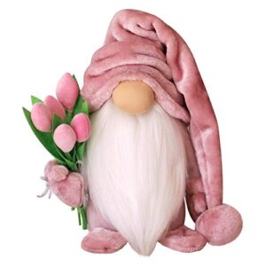 mother's day gnome faceless doll gifts bedroom living room desktop decoration kitchen decor. swedish gnome plush decorations elf standing post home decor for mom (pink 1pc)