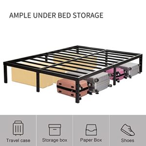 Wulanos King Size Bed Frame, 3500lbs Heavy Duty Metal Frames with Steel Slats Support 14 Inch High Platform Bedframe with Storage, No Box Spring Needed, Sturdy and Durable Noise-Free, Black