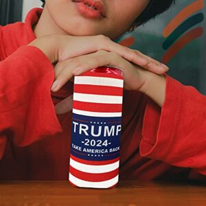 XccMe Trump 2024 Take America Back 2pcs Slim Can Cooler,Neoprene Beer Cooler Beer Holders Perfect for 12oz Slim Cans like Red Bull, White Claw, Slim Beer and Spiked Seltzer Water (Red 2)
