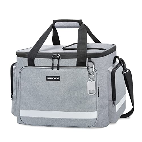 30/60 Can Soft Sided Cooler Bag Insulated Leak Proof Collapsible Cooler Portable Travel Tote with Reflective Strip, Large Lunch Camping Cooler for Picnic, Beach and Road Trips