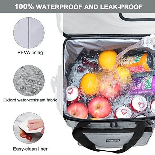 30/60 Can Soft Sided Cooler Bag Insulated Leak Proof Collapsible Cooler Portable Travel Tote with Reflective Strip, Large Lunch Camping Cooler for Picnic, Beach and Road Trips