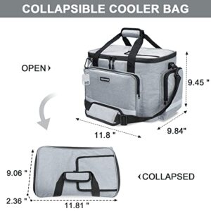 30/60 Can Soft Sided Cooler Bag Insulated Leak Proof Collapsible Cooler Portable Travel Tote with Reflective Strip, Large Lunch Camping Cooler for Picnic, Beach and Road Trips