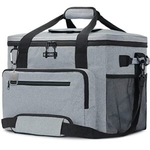 gardrit large cooler bag - 60 cans collapsible insulated lunch box, leak-proof cooler bag suitable for camping, picnic& beach (40l/grey)
