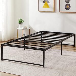 vecelo metal platform bed frame, no box spring needed/mattress foundation/steel slat support black (twin)