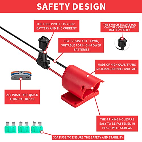 Power Wheels Adapter for Milwaukee 12V M12 Battery Adapter with Fuse & Switch,14 Gauge Wire Power Convertor for DIY RC Trucks, RC Toys, Robotics, Work Lights