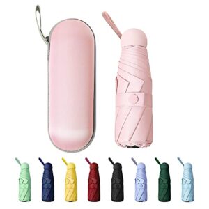 time lover compact travel sun & rain umbrella windproof portable mini folding umbrella for girls women (pink)