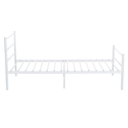 Voilamart Metal Twin Bed Frame with Storage,White Bed Frames with Headboard and Footboard, Platform Bed Frame No Box Spring Needed,Twin Bed Frame for Kids