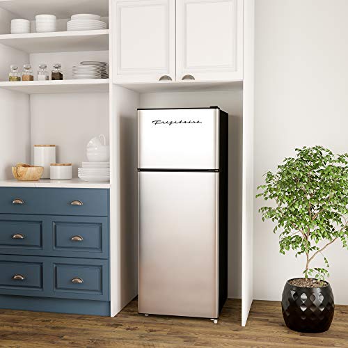 Frigidaire EFR749AMZ, 2 Door Apartment Size Refrigerator with Freezer, 7.5 cu ft, Retro, Silver, Platinum