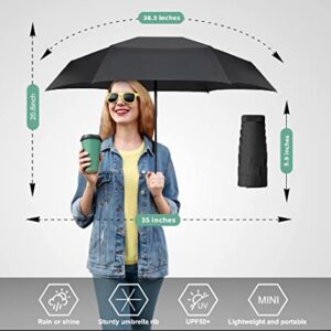 LEAGERA Mini Umbrella For Purse - Canopy Diameter 35inch, Small Travel Umbrella Compact Mini Waterproof Umbrellas for Rain, Suitable for Women Purse and Pocket, Manual Opening