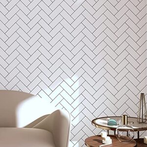 chichome peel and stick wallpaper self adhesive removable geometric wallpaper 17.7''x100'' black and white modern vinyl stripe brick wallpaper decorative wall covering for bedroom backsplash