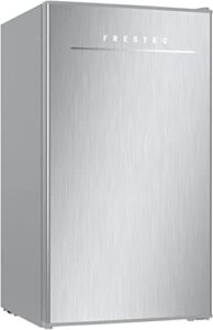 frestec small refrigerator with freezer, 3.1 cu ft mini fridge retro compact refrigerator for bedroom, dorm, office, energy star ultra-quiet adjustable temperature,(sliver)