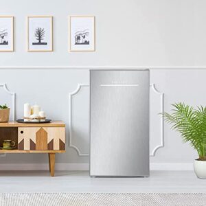 Frestec Small Refrigerator with Freezer, 3.1 cu ft Mini Fridge Retro Compact Refrigerator for Bedroom, Dorm, Office, Energy Star Ultra-Quiet Adjustable Temperature,(Sliver)
