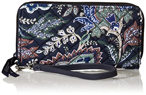 Vera Bradley Women's Cotton Accordion Wristlet With RFID Protection, Java Navy Camo - Recycled Cotton, One Size