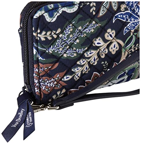 Vera Bradley Women's Cotton Accordion Wristlet With RFID Protection, Java Navy Camo - Recycled Cotton, One Size