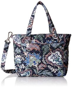 vera bradley women's cotton multi-strap shoulder satchel purse, java navy camo - recycled cotton, one size