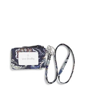 vera bradley women's cotton zip id case and lanyard combo, java navy camo - recycled cotton, one size