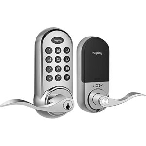 hugolog latchbolt lock electronic,keyless entry door lock, keypad door lock with handle, easy to install high security material for metal home & office