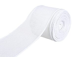 atrbb white burlap wired ribbon, solid color wired edge ribbon, 2.5" x 10 yd