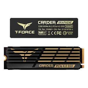 teamgroup t-force cardea a440 graphene & aluminum heatsink 2tb with dram slc cache 3d nand tlc nvme pcie gen4 x4 m.2 2280 internal ssd works with ps5 read/write 7,000/6,900 mb/s tm8fpz002t0c327
