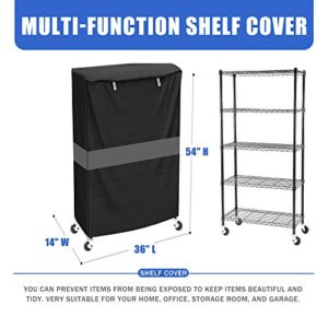 MOLLYAIR Shelf Cover, shelf covers for wire shelving, Suitable for Rack 36 "L x 14 "W x 54 "H, Black