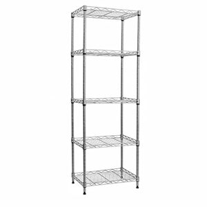 regiller 5-wire shelving metal storage rack adjustable shelves, standing storage shelf units for laundry bathroom kitchen pantry closet(silver, 16.6l x 11.8w x 53.5h)