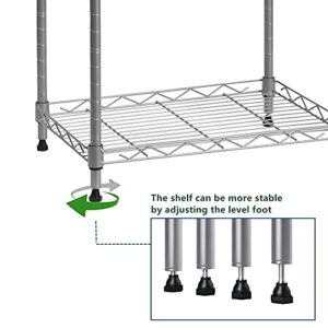 REGILLER 5-Wire Shelving Metal Storage Rack Adjustable Shelves, Standing Storage Shelf Units for Laundry Bathroom Kitchen Pantry Closet(Silver, 16.6L x 11.8W x 53.5H)