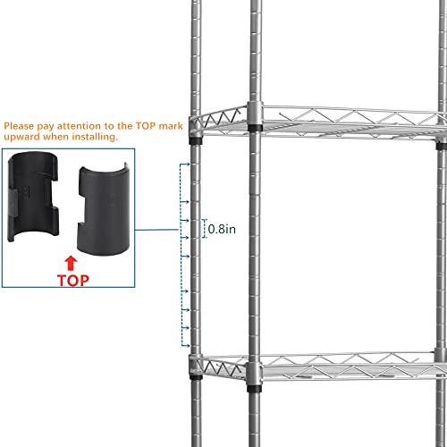 REGILLER 5-Wire Shelving Metal Storage Rack Adjustable Shelves, Standing Storage Shelf Units for Laundry Bathroom Kitchen Pantry Closet(Silver, 16.6L x 11.8W x 53.5H)