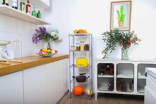 REGILLER 5-Wire Shelving Metal Storage Rack Adjustable Shelves, Standing Storage Shelf Units for Laundry Bathroom Kitchen Pantry Closet(Silver, 16.6L x 11.8W x 53.5H)