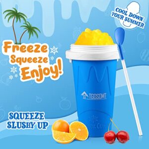 Tgosomt Slushy Cup, Frozen Magic Slushie Maker Cup Squeeze, Cool Fun Stuff Things Gadgets (Blue)