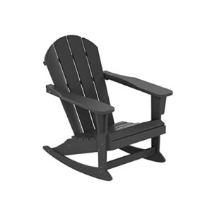 westintrends malibu rocking chair outdoor, all weather resistant poly lumber classic porch rocker chair, 350 lbs support patio lawn plastic adirondack chair, gray