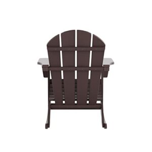 WestinTrends Malibu Outdoor Rocking Chair Set of 2, All Weather Resistant Poly Lumber Classic Porch Rocker Chair, 350 lbs Support Patio Lawn Plastic Adirondack Chair, Dark Brown