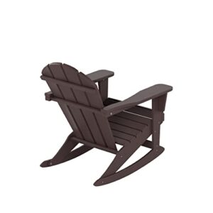 WestinTrends Malibu Outdoor Rocking Chair Set of 2, All Weather Resistant Poly Lumber Classic Porch Rocker Chair, 350 lbs Support Patio Lawn Plastic Adirondack Chair, Dark Brown