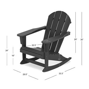 WestinTrends Malibu Outdoor Rocking Chair Set of 2, All Weather Resistant Poly Lumber Classic Porch Rocker Chair, 350 lbs Support Patio Lawn Plastic Adirondack Chair, Dark Brown