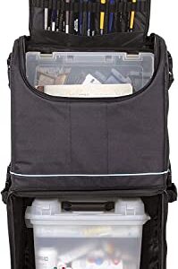 ArtBin 6922SP Tote Express Rolling Portable Art Craft & Sewing Storage Organizer Bag with Wheels-Fits Sewing Machine, 0, Black/Aqua