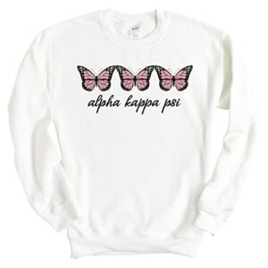 alpha kappa psi trendy butterfly sweatshirt - fraternity crewneck sweatshirt white