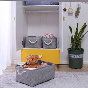 CREADARD Fabric Storage Basket, Foldable Linen Storage Box for Nursery and Home, Collapsible Canvas Shelf Basket for Wardrobe or Bedroom, Grey