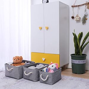 CREADARD Fabric Storage Basket, Foldable Linen Storage Box for Nursery and Home, Collapsible Canvas Shelf Basket for Wardrobe or Bedroom, Grey