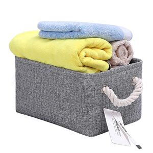 CREADARD Fabric Storage Basket, Foldable Linen Storage Box for Nursery and Home, Collapsible Canvas Shelf Basket for Wardrobe or Bedroom, Grey