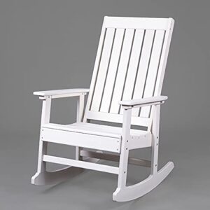 doalbun okl outdoor rocking chairs all-weather oversized plastic rocker chair with curved seat for garden, lawn, backyard,indoors, patio porch rocker,350lbs (white)