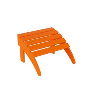 westintrends outdoor ottoman, patio adirondack ottoman foot rest, all weather poly lumber folding foot stool for adirondack chair, widely used for outside porch pool lawn backyard, orange