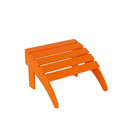 WestinTrends Outdoor Ottoman, Patio Adirondack Ottoman Foot Rest, All Weather Poly Lumber Folding Foot Stool for Adirondack Chair, Widely Used for Outside Porch Pool Lawn Backyard, Orange