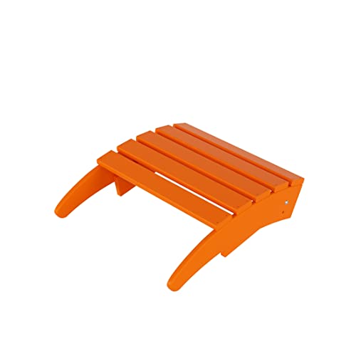 WestinTrends Outdoor Ottoman, Patio Adirondack Ottoman Foot Rest, All Weather Poly Lumber Folding Foot Stool for Adirondack Chair, Widely Used for Outside Porch Pool Lawn Backyard, Orange