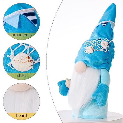 SHINsuke 2Pcs Ocean Day Decor Gnome Summer Holiday Decorations, Summer Beach Elf Decor Tree Ornaments, Blue Tomte Swedish Nisse Scandinavian Handmade Luckily Figurine Gift for Home Office