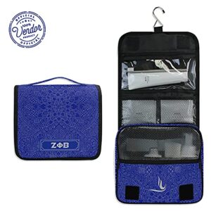 BBGreek Zeta Phi Beta Paraphernalia - Toiletry Travel Bag Organizer with Hanging Hook - Cosmetic Make-Up Case for Women - Zeta - Official Vendor