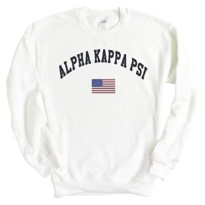 alpha kappa psi traditional flag sweatshirt - fraternity crewneck sweatshirt white